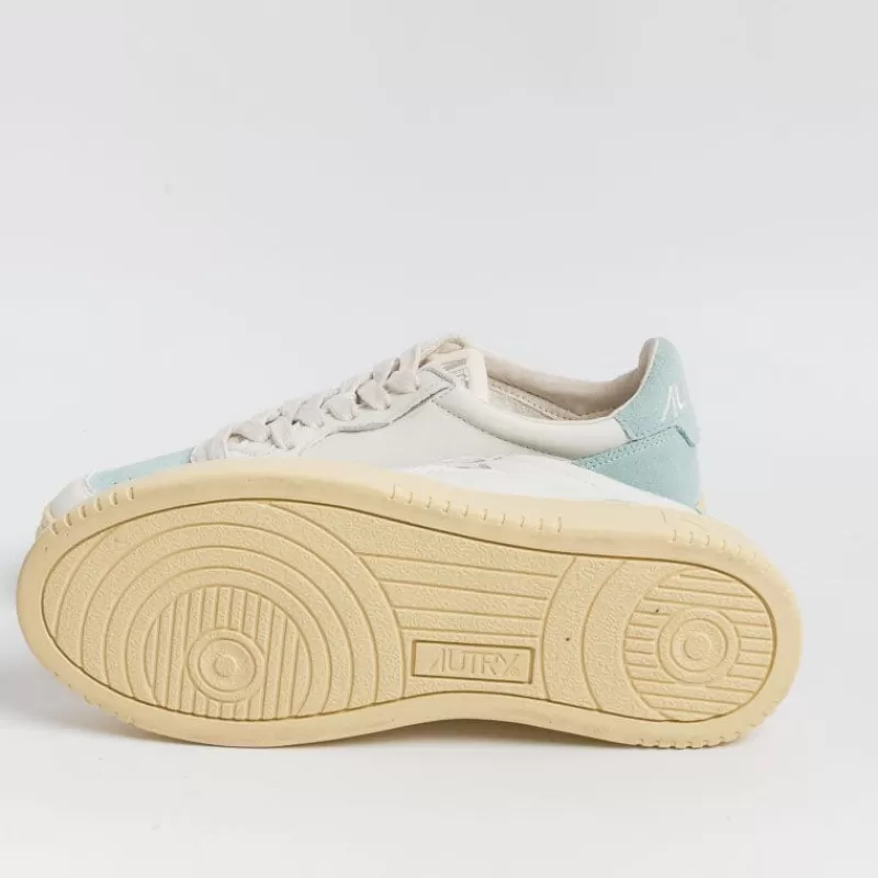 Women AUTRY - Collezione donna Sneakers*Autry - Aulw Sl02 - Sneakers Low Wom Suede Leat - White Turquoise