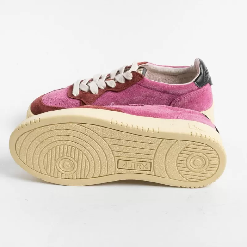 Women AUTRY - Collezione donna Sneakers*Autry - Aulw Ss19 -Sneakers Low Wom Leat - Fuchsia Bordeaux