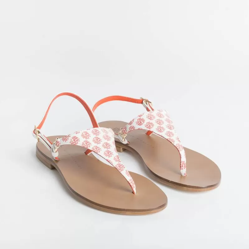 Women PAOLA FIORENZA Low Sandals* - Triangle Flat Thong Sandals - Coral