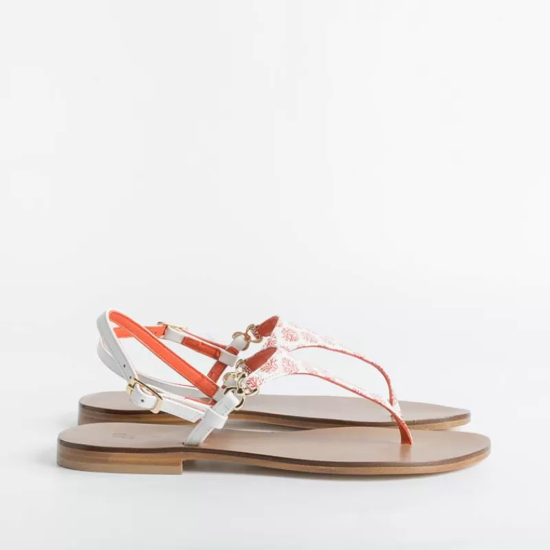 Women PAOLA FIORENZA Low Sandals* - Triangle Flat Thong Sandals - Coral