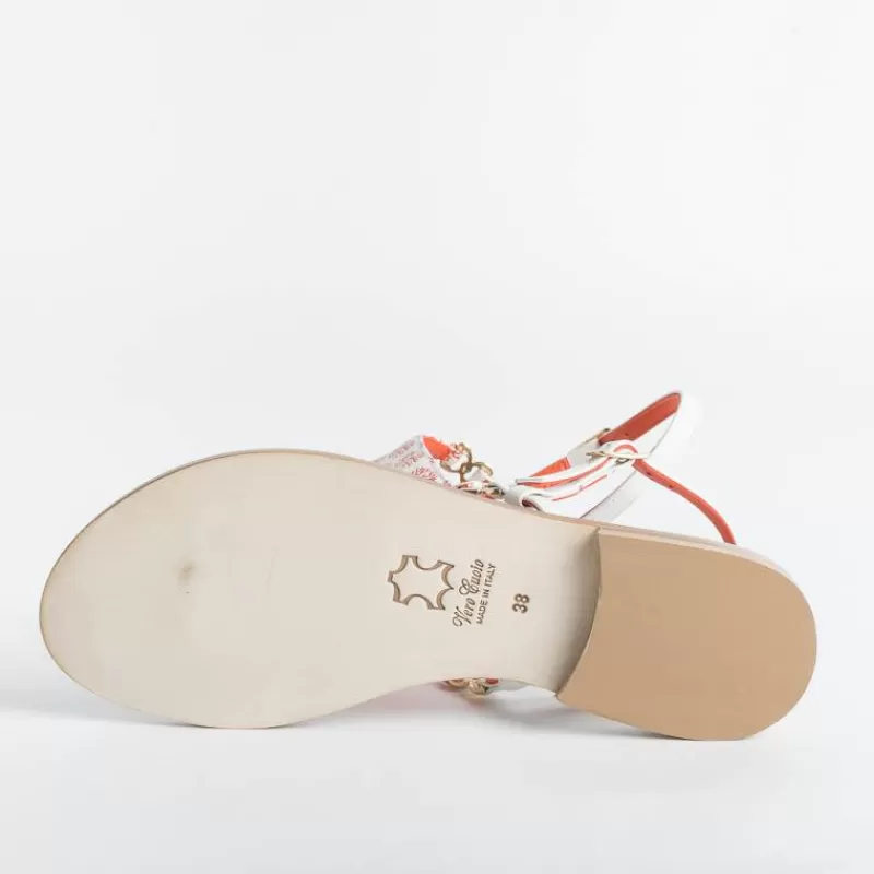Women PAOLA FIORENZA Low Sandals* - Triangle Flat Thong Sandals - Coral