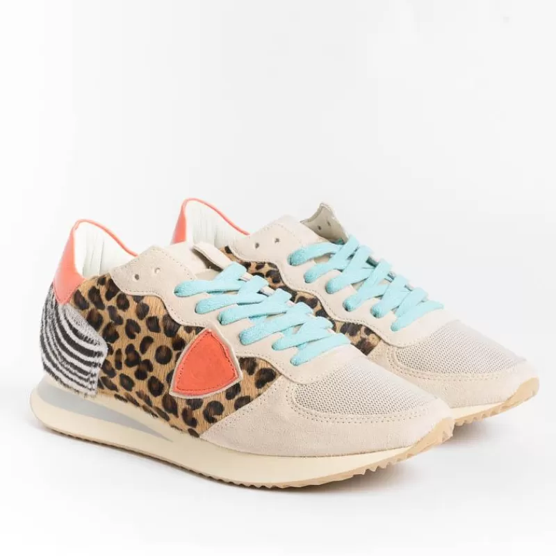 Women Philippe Model Paris Sneakers*Philippe Model - Sneakers Tzld An10 - Tropez - Pop Animal Orange